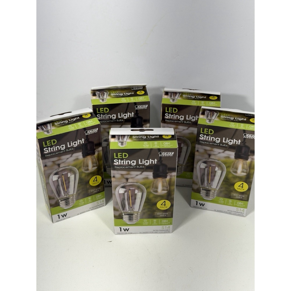 5 Lot Feit Electric S14-1W 2200K 50 Lumens S14 String LED Bulb 20 BULBS TOTAL